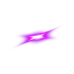 Realistic Purple glowing ray of light with lens flare and radiant explosion on a transparent background for overlay