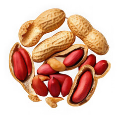 Peanut peeled and roasted with husk isolated on white background