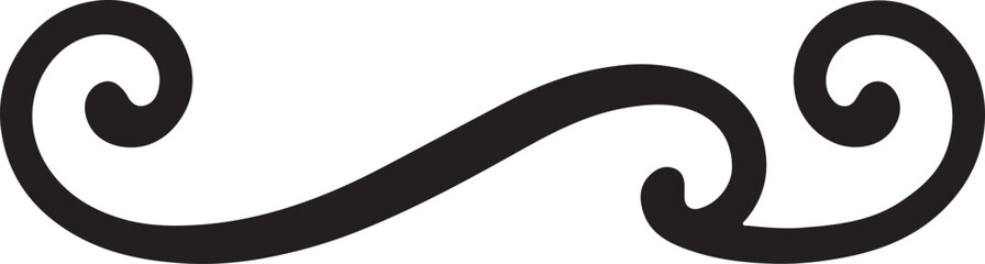 Flourish divider silhouette glyph vector icon decorative element isolated on white background.