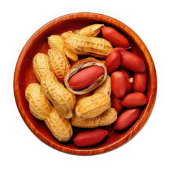 Peanut peeled and roasted with husk isolated on white background