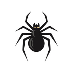 Black Spider with Yellow Eyes – Halloween Vector Illustration
