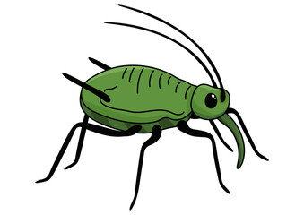 Green aphid insect drawing. Pest control and garden damage concept. Illustration for educational material.