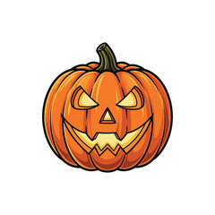 Festive Halloween Pumpkin Illustration A Spooky Jack-o'-Lantern Design for Holiday Decor and Seasonal Celebrations. Perfect for invitations, greetings, and festive projects. HALLO-09