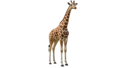 Tall giraffe standing in zoo habitat isolated PNG with Transparent Background