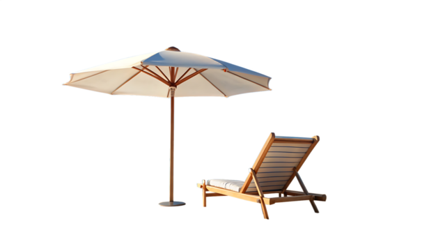 Coastal Leisure Concept Beach Parasol and Seating – Isolated 3D Render