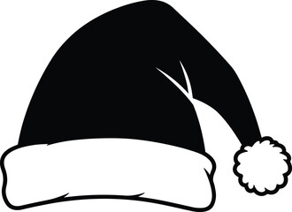 Santa Claus hat outline drawing, Christmas holiday decoration design, festive seasonal graphic, winter celebration symbol, xmas costume accessory illustration art