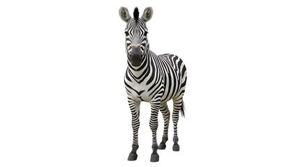 Zebra standing tall, looking at camera isolated PNG with Transparent Background