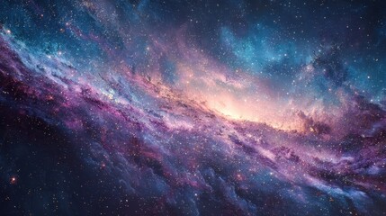 Fototapeta premium Vibrant Cosmic Nebula with Stars and Galactic Dust in Deep Space