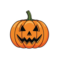 Spooky Halloween Jack O Lantern Pumpkin Illustration, a classic symbol of the holiday carved with a scary face and stem, perfect for festive decorations and seasonal designs
