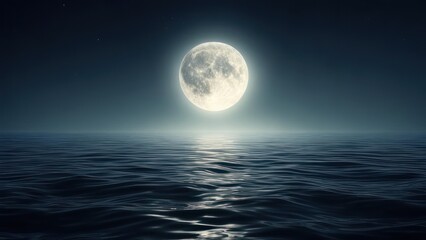 Full moon over calm sea