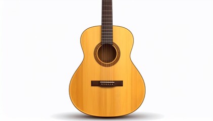 Obraz premium Acoustic Guitar Depiction Against a White Backdrop with Natural Wood Finish