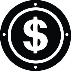 Bold black and white dollar sign icon representing finance wealth and monetary value symbolizing financial success