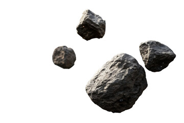 Flying asteroids cut out On Transparent Background
