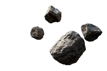 Flying asteroids cut out On Transparent Background