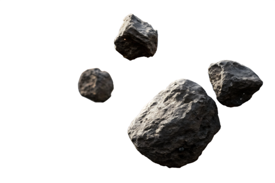 Flying asteroids cut out On Transparent Background