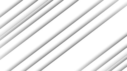Obraz premium Minimalistic abstract background featuring diagonal white stripes with soft gray shadows. Depth, simplicity, and geometric alignment. White light grey background Design. 