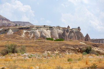 Volcanic rock formations landscape in Cappadocia, place of residence of ancient Christians