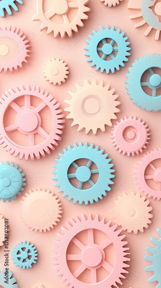 Poster colorful gears pattern on soft background