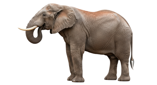 Isolated African bush elephant standing still, side view animal, mammal, wildlife nature