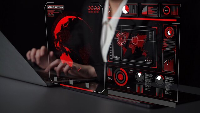 High-tech global network connection interface showing worldwide digital communication, data exchange, and internet connectivity. Global connection, data interaction, and worldwide communication. Thunk - Powered by Adobe