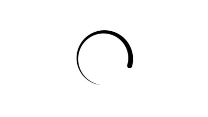 A single bold black brush stroke forming an incomplete circle on a clean white background