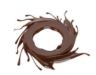 chocolate splash isolated on white background. 3d render
