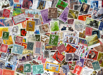 A large German foreign postage stamp collection background, philately stock photo image