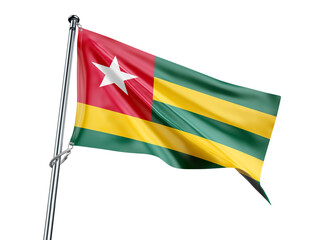 Togo flag with five stripes and a white star in a red square