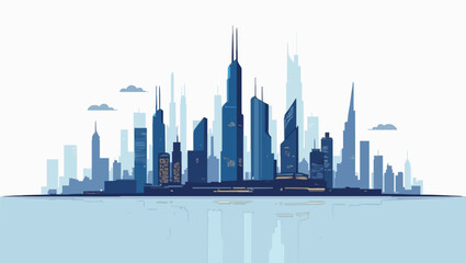 Downtown skyline silhouette at dusk