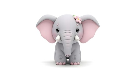 Fototapeta premium Adorable Baby Elephant 3D Render Illustration.
