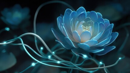 Obraz premium bioluminescent_flower_orb_with_layered_petals