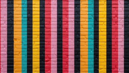 Vibrant abstract painted stripes decorating urban walls. Multicolored linear design perfect for wallpaper. Stunning vivid street graffiti backdrop.