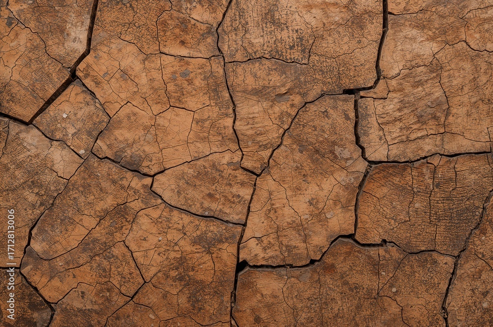 Poster composite texture of weathered brown wood with cracks for use as a background or mapping surface