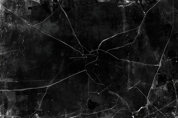 Shattered glass pattern. Damaged black tablet display featuring dust, scratches, fingerprints, and grainy noise effects for photo editing.