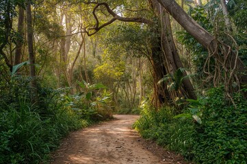 Fototapeta premium Trail through a dense woodland area
