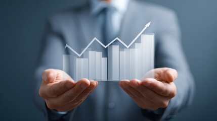 businessman holding a graph