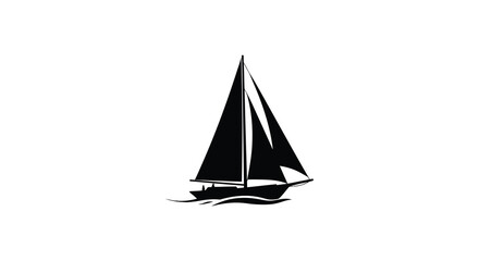 Elegant sailboat gliding on water a striking black form silhouette