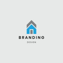 A logo showing a house with buildings, symbolizing real estate, construction, and property development. Suitable for architecture firms, real estate agencies, home builders, and construction businesse
