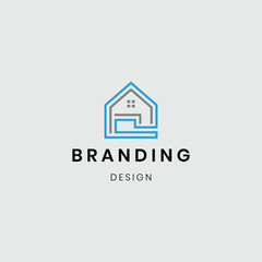 A logo showing a house with buildings, symbolizing real estate, construction, and property development. Suitable for architecture firms, real estate agencies, home builders, and construction businesse
