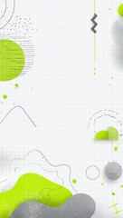 Abstract lime green grey shapes grid background