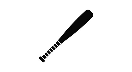 Simple black baseball bat graphic on a white background silhouette