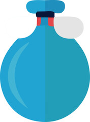 Stylized blue perfume bottle with atomizer spray icon simple flat design for fragrance beauty and cosmetics