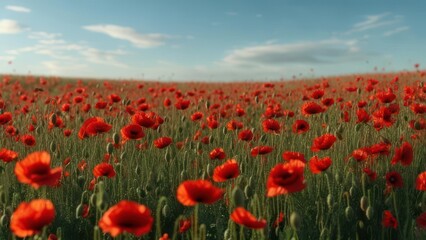 Obraz premium Red poppy field under sky