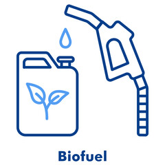 Biofuel Two Tone Line Color Vector Icon. Perfect for renewable energy, green fuel, sustainable resources, and eco projects.