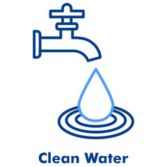 Clean Water Two Tone Line Color Vector Icon. Useful for conservation, sustainability, ecology, and health campaigns.