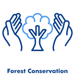 Forest Conservation Two Tone Line Color Vector Icon. Perfect for ecology, reforestation, wildlife protection, and sustainability campaigns.