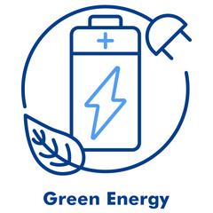 Green Energy Two Tone Line Color Vector Icon. Perfect for clean electricity, eco power, climate change, and sustainable resources.
