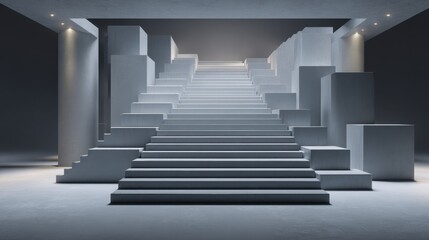 Obraz premium ai innovation staircase with ascending steps for business growth