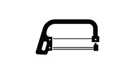 A black and white illustration of a coping saw simple silhouette