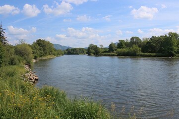Obraz premium Summer day scene of a riverbank landscape